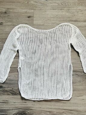 Women’s White Open-Knit Sweater